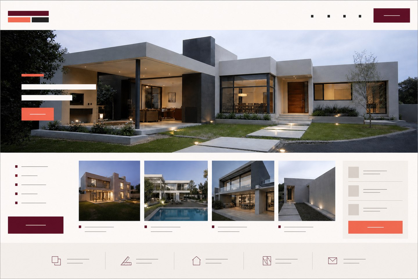 Vista conceptual del mismo sitio web de arquitectura después de su rediseño