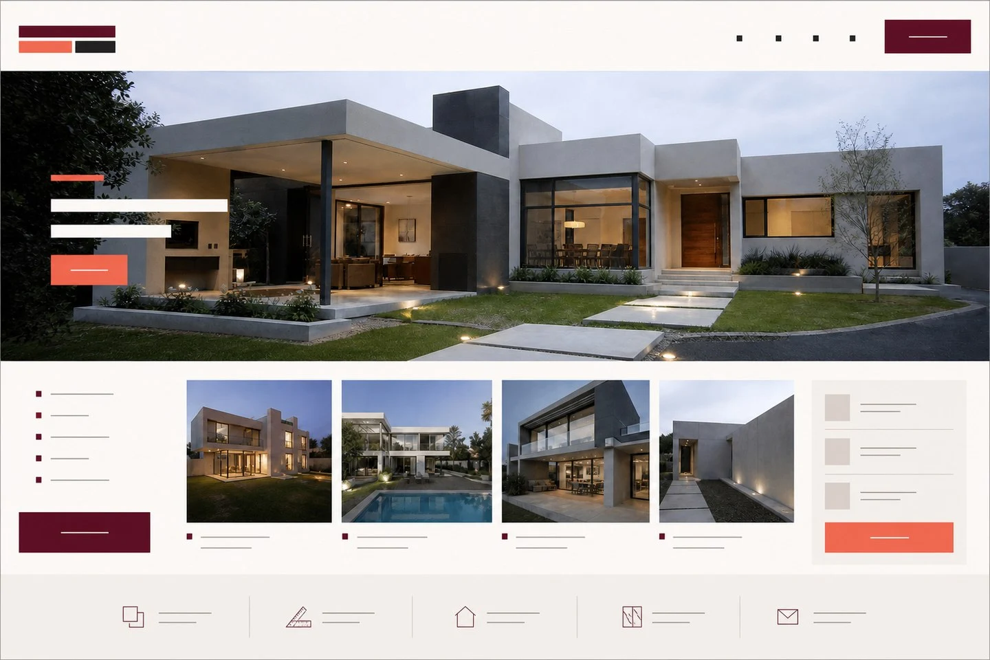 Vista conceptual del mismo sitio web de arquitectura después de su rediseño